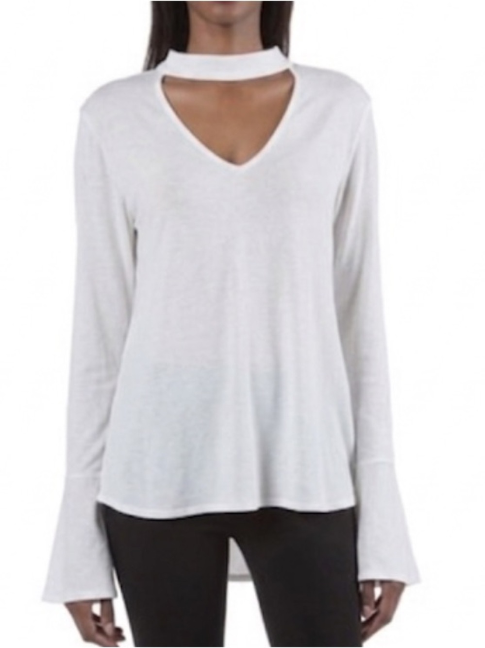 Anthropologie Cloth & Stone White Choker Neck Blouse